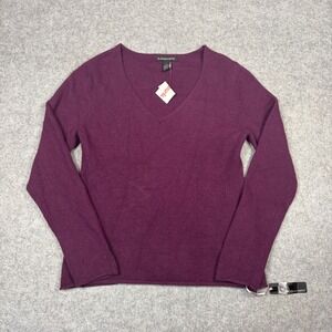A. Giannetti Womens XL Plum Purple Angora Wool Blend V-Neck Knit Sweater NWT